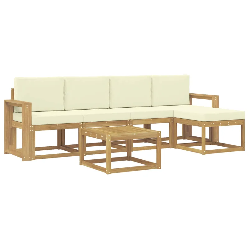 Lauko sofos komplektas su pagalve 6 pcs Balta ir kreminė