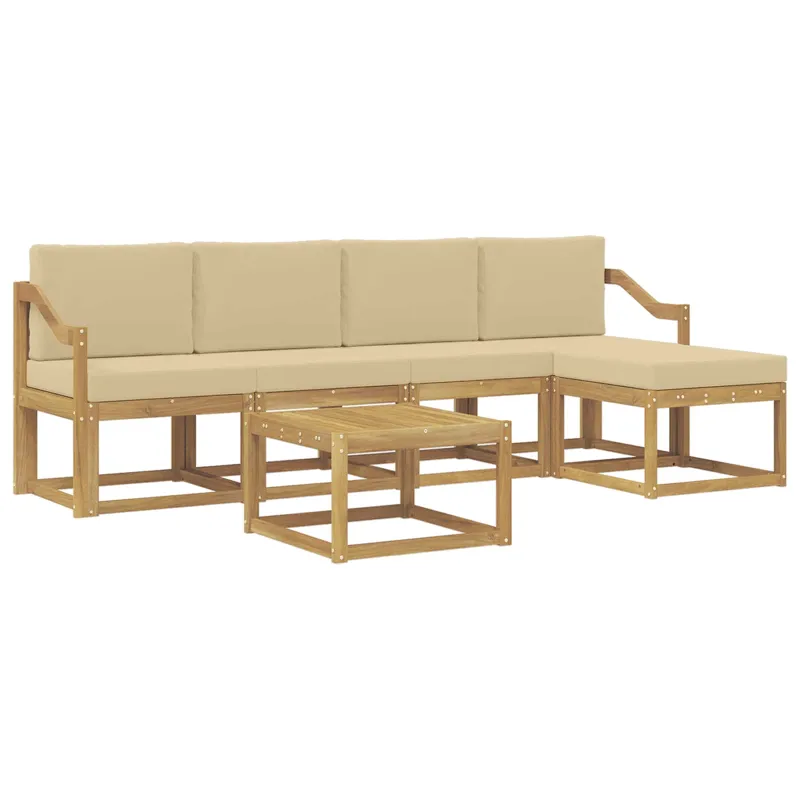 Lauko sofos komplektas su pagalve 6 pcs Balta ir kreminė