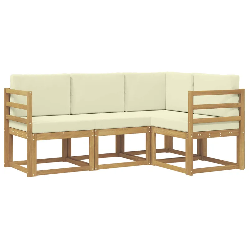 Lauko sofos komplektas su pagalve 4 pcs Balta ir kreminė