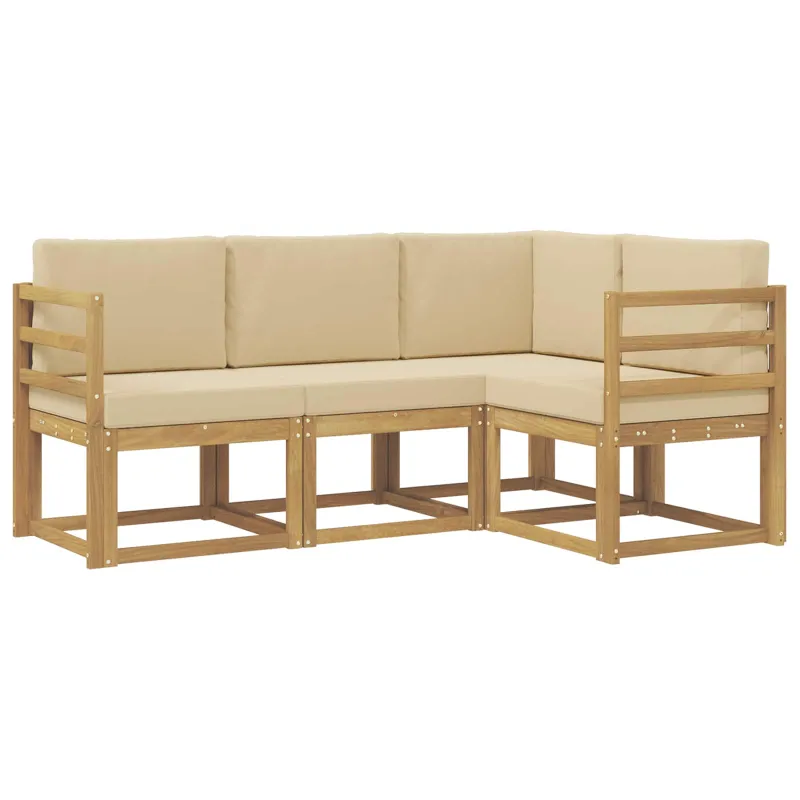 Lauko sofos komplektas su pagalve 4 pcs Balta ir kreminė