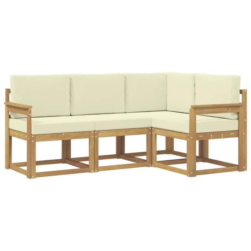 Lauko sofos komplektas su pagalve 4 pcs Balta ir kreminė