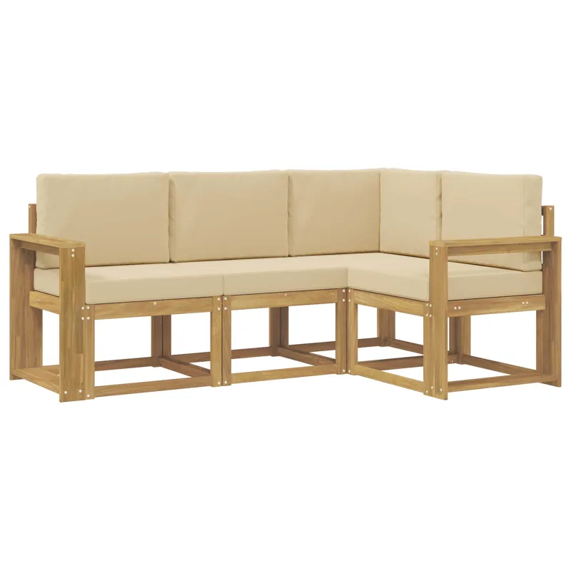 Lauko sofos komplektas 4 pcs Balta ir kreminė