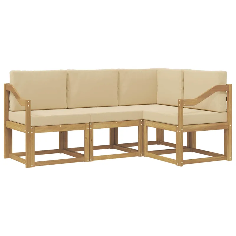 Lauko sofos komplektas su pagalve 4 pcs Balta ir kreminė