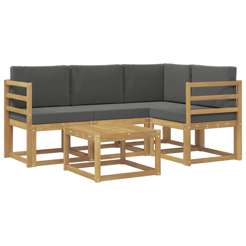 Lauko sofos komplektas su pagalve 5 pcs Balta ir antracito