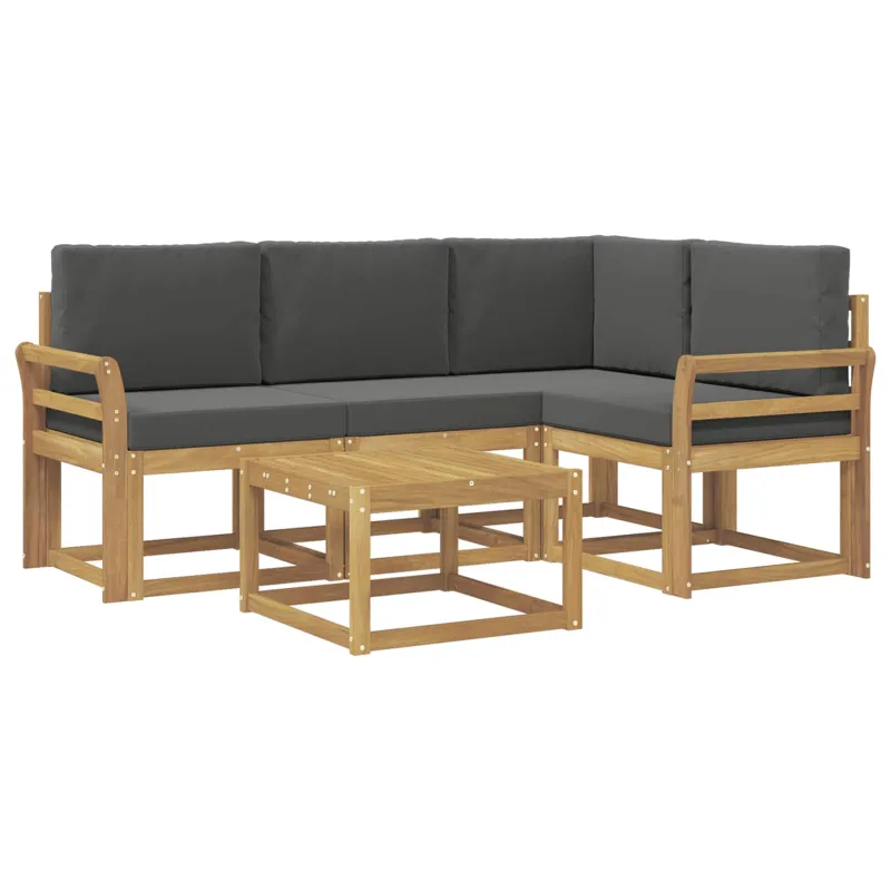 Lauko sofos komplektas su pagalve 5 pcs Balta ir antracito