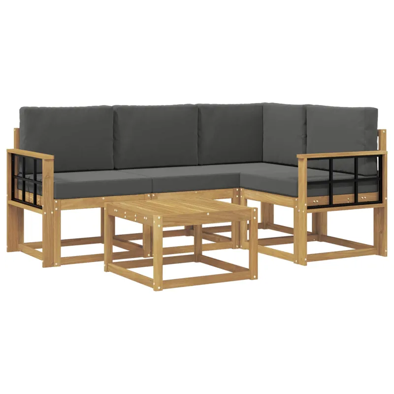 Lauko sofos komplektas su pagalve 5 pcs Balta ir antracito