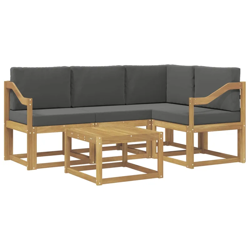 Lauko sofos komplektas su pagalve 5 pcs Balta ir antracito