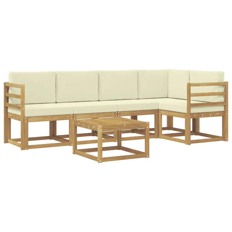 Lauko sofos komplektas su pagalve 6 pcs Balta ir kreminė