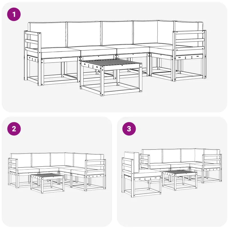 Lauko sofos komplektas su pagalve 6 pcs Balta ir antracito