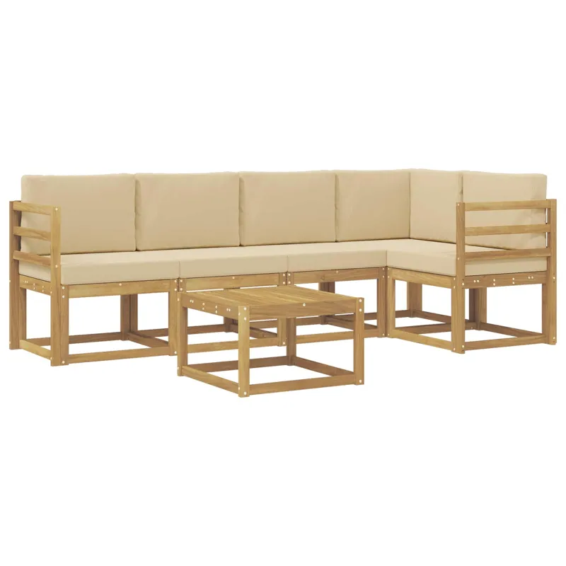 Lauko sofos komplektas su pagalve 6 pcs Balta ir kreminė