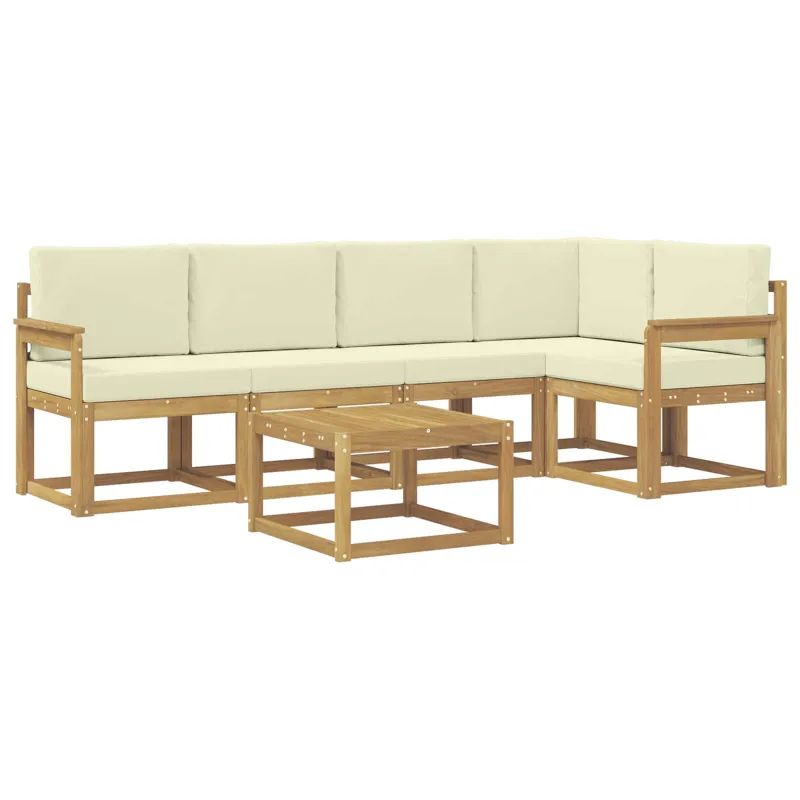 Lauko sofos komplektas su pagalve 6 pcs Balta ir kreminė