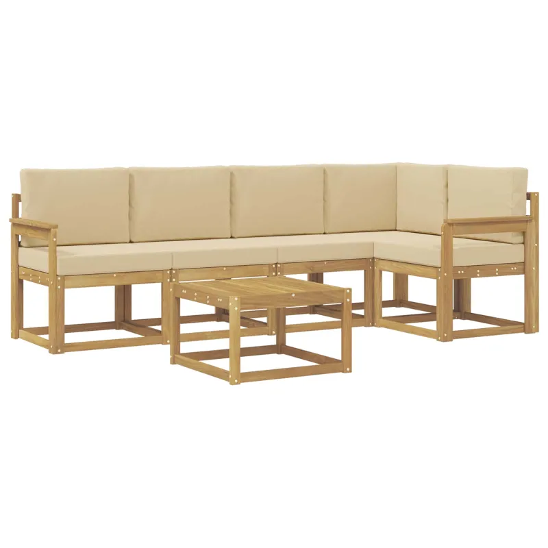 Lauko sofos komplektas su pagalve 6 pcs Balta ir kreminė
