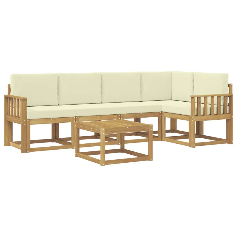 Lauko sofos komplektas su pagalve 6 pcs Balta ir kreminė