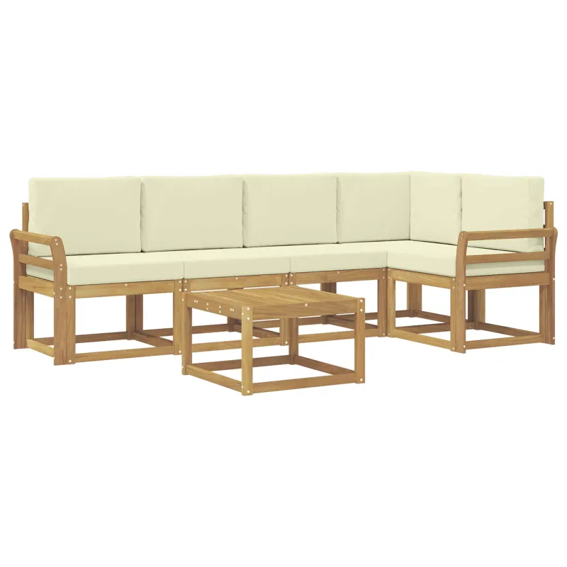 Lauko sofos komplektas su pagalve 6 pcs Balta ir kreminė