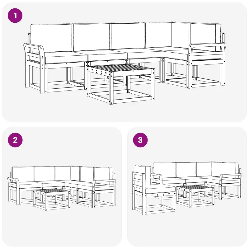 Lauko sofos komplektas su pagalve 6 pcs Balta ir antracito