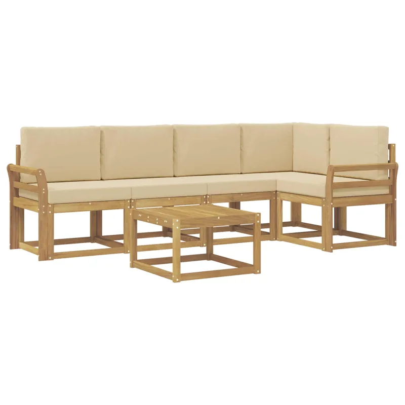 Lauko sofos komplektas su pagalve 6 pcs Balta ir kreminė