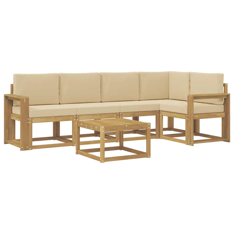 Lauko sofos komplektas su pagalve 6 pcs Balta ir kreminė