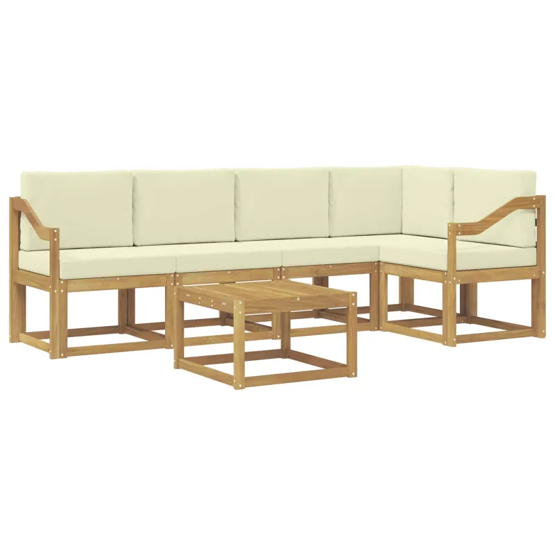 Lauko sofos komplektas su pagalve 6 pcs Balta ir kreminė