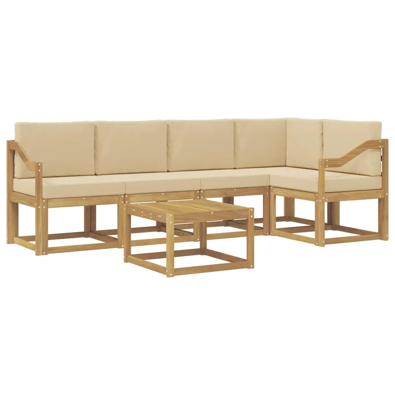 Lauko sofos komplektas su pagalve 6 pcs Balta ir kreminė