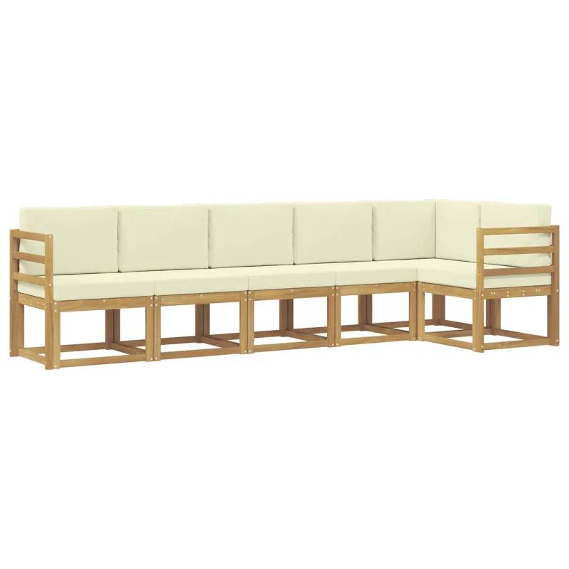 Lauko sofos komplektas 6 pcs Balta ir kreminė Poliesteris