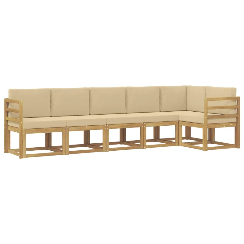 Lauko sofos komplektas 6 pcs Balta ir kreminė Poliesteris