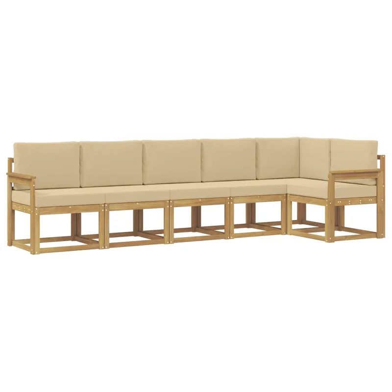 Lauko sofos komplektas 6 pcs Balta ir kreminė Poliesteris