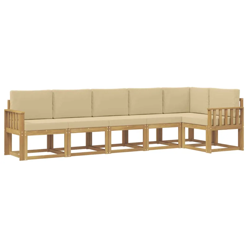 Lauko sofos komplektas 6 pcs Balta ir kreminė Poliesteris