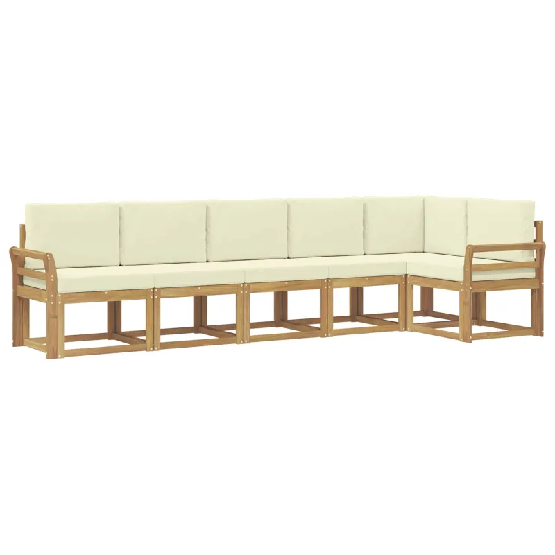Lauko sofos komplektas 6 pcs Balta ir kreminė Poliesteris