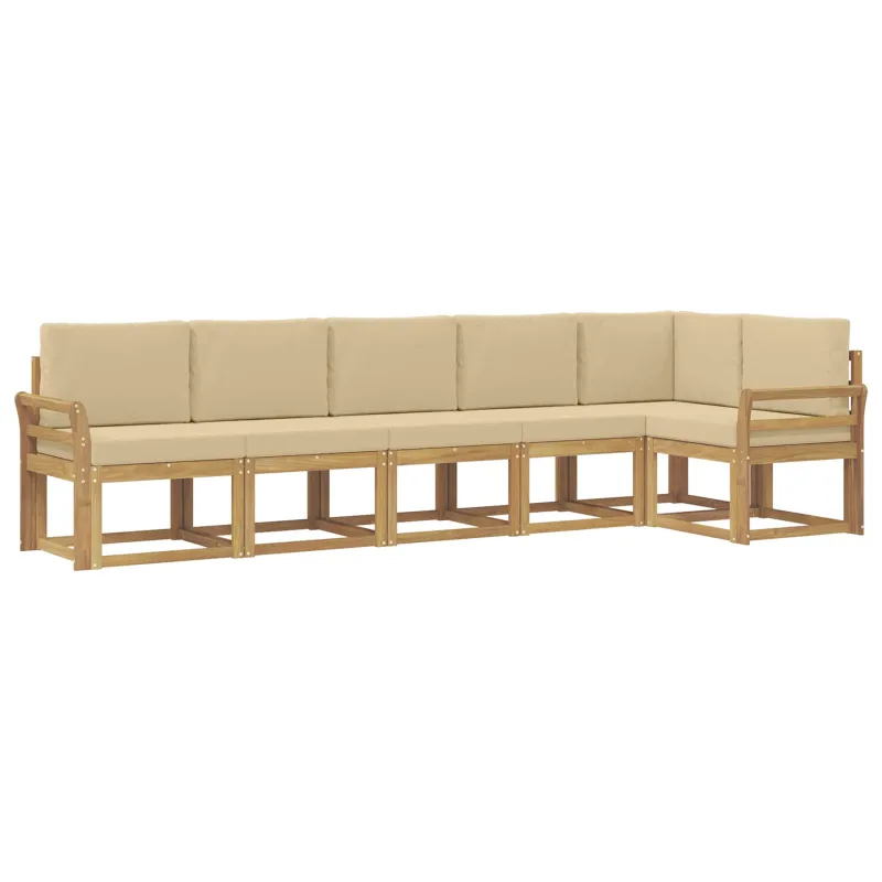 Lauko sofos komplektas 6 pcs Balta ir kreminė Poliesteris