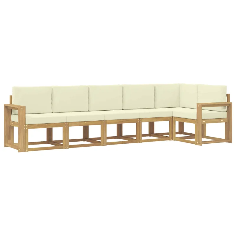 Lauko sofos komplektas 6 pcs Balta ir kreminė Poliesteris