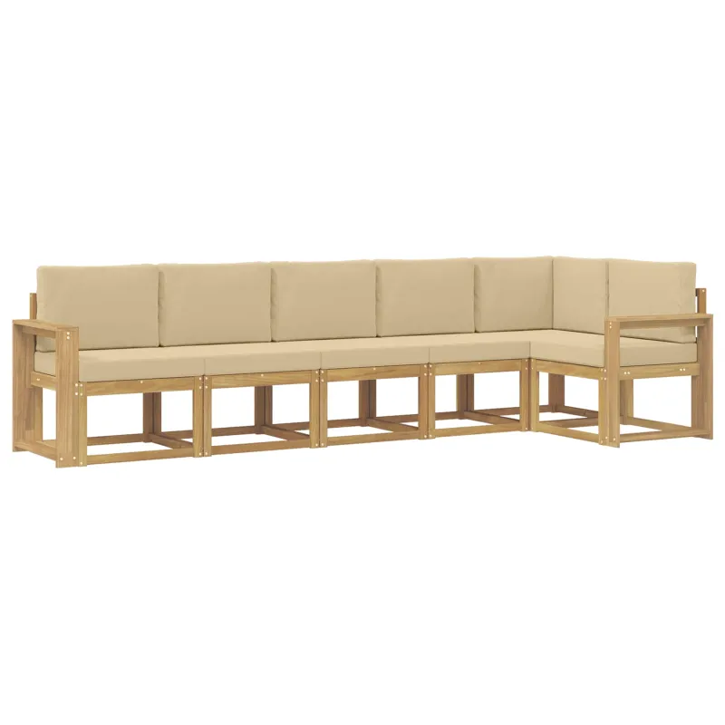 Lauko sofos komplektas 6 pcs Balta ir kreminė Poliesteris