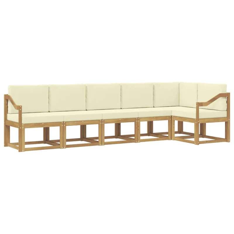 Lauko sofos komplektas 6 pcs Balta ir kreminė Poliesteris