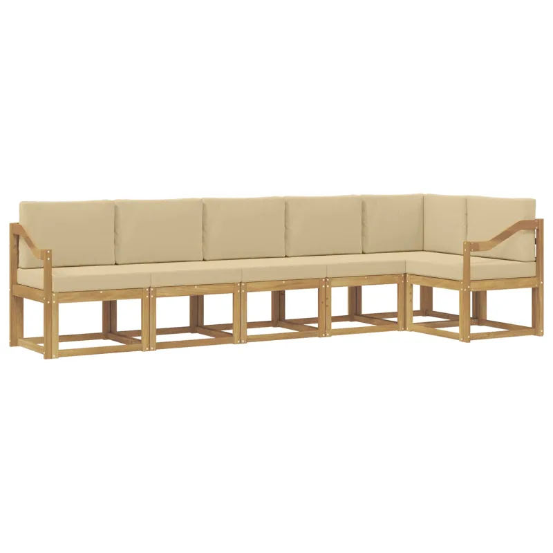 Lauko sofos komplektas 6 pcs Balta ir kreminė Poliesteris