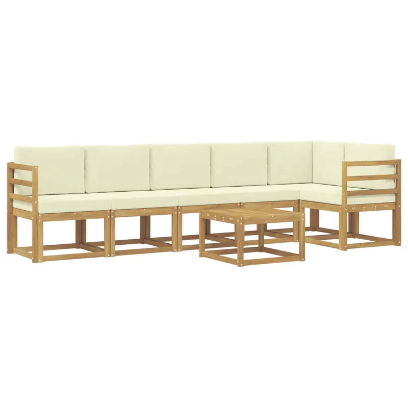 Lauko sofos komplektas 7 pcs Balta ir kreminė Poliesteris