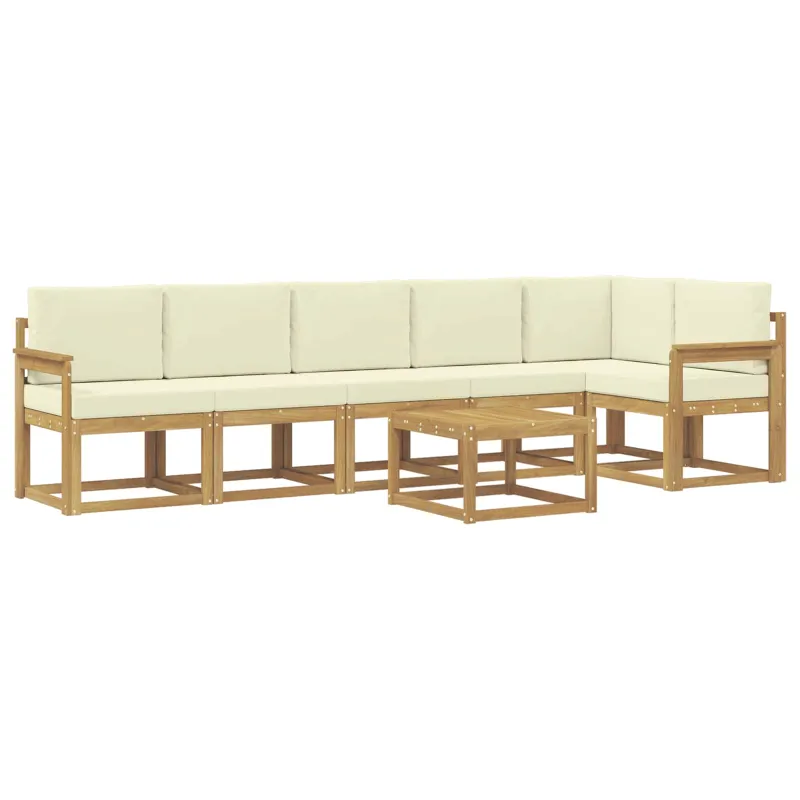 Lauko sofos komplektas 7 pcs Balta ir kreminė Poliesteris