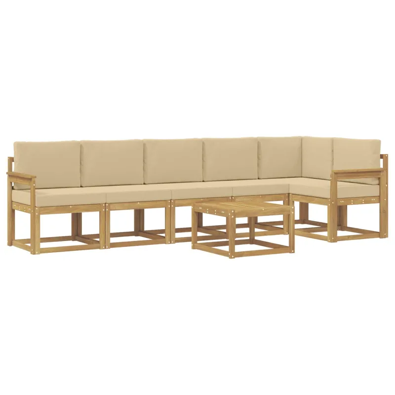 Lauko sofos komplektas 7 pcs Balta ir kreminė Poliesteris