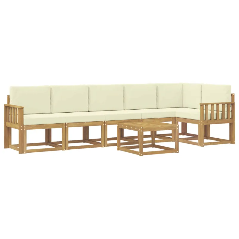 Lauko sofos komplektas 7 pcs Balta ir kreminė Poliesteris