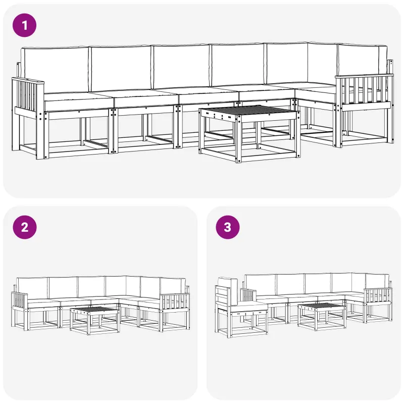 Lauko sofos komplektas 7 pcs Balta ir antracito Poliesteris