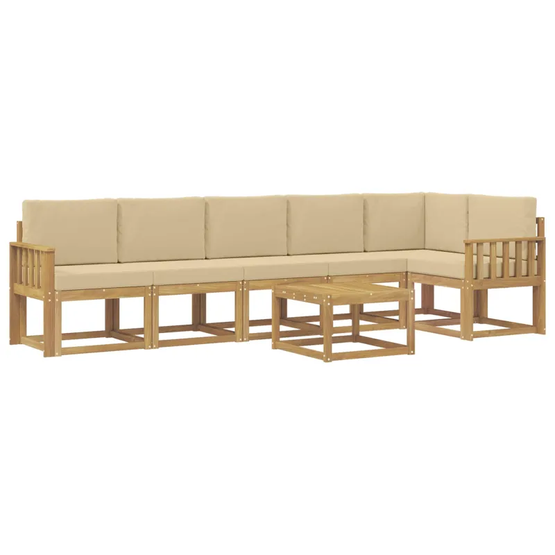 Lauko sofos komplektas 7 pcs Balta ir kreminė Poliesteris