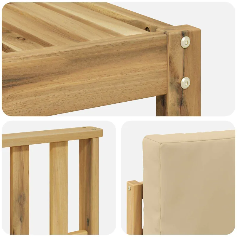 Lauko sofos komplektas 7 pcs Balta ir kreminė Poliesteris
