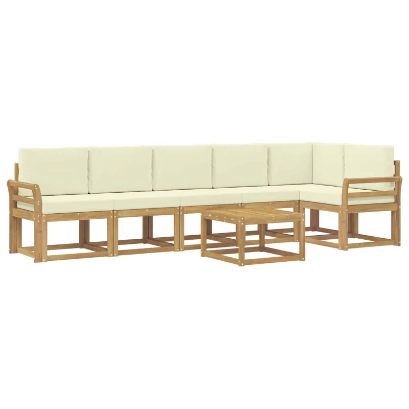 Lauko sofos komplektas 7 pcs Balta ir kreminė Poliesteris