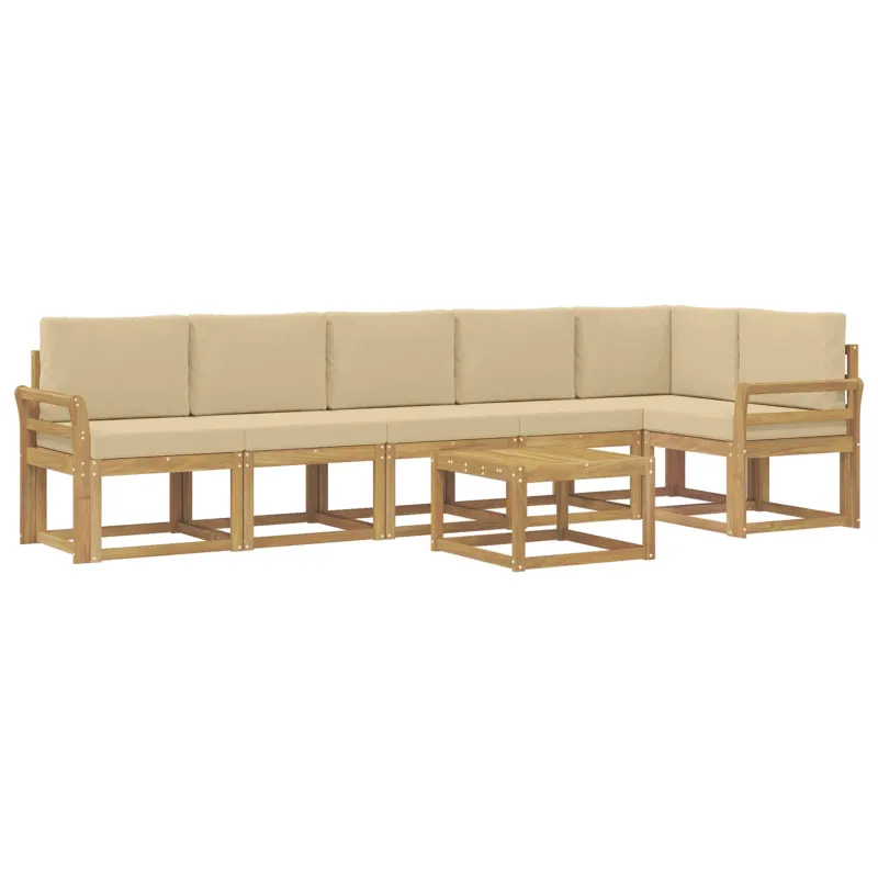 Lauko sofos komplektas 7 pcs Balta ir kreminė Poliesteris