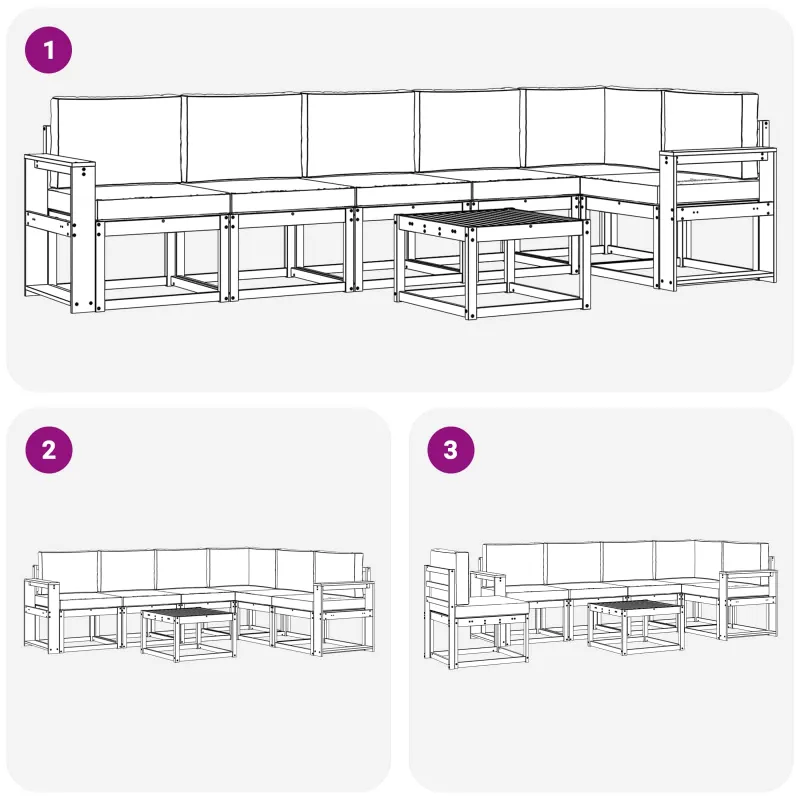 Lauko sofos komplektas 7 pcs Balta ir antracito Poliesteris