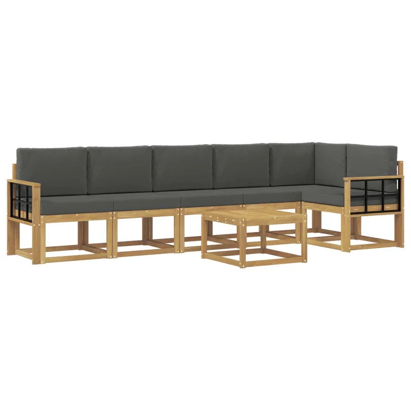 Lauko sofos komplektas 7 pcs Balta ir antracito Poliesteris