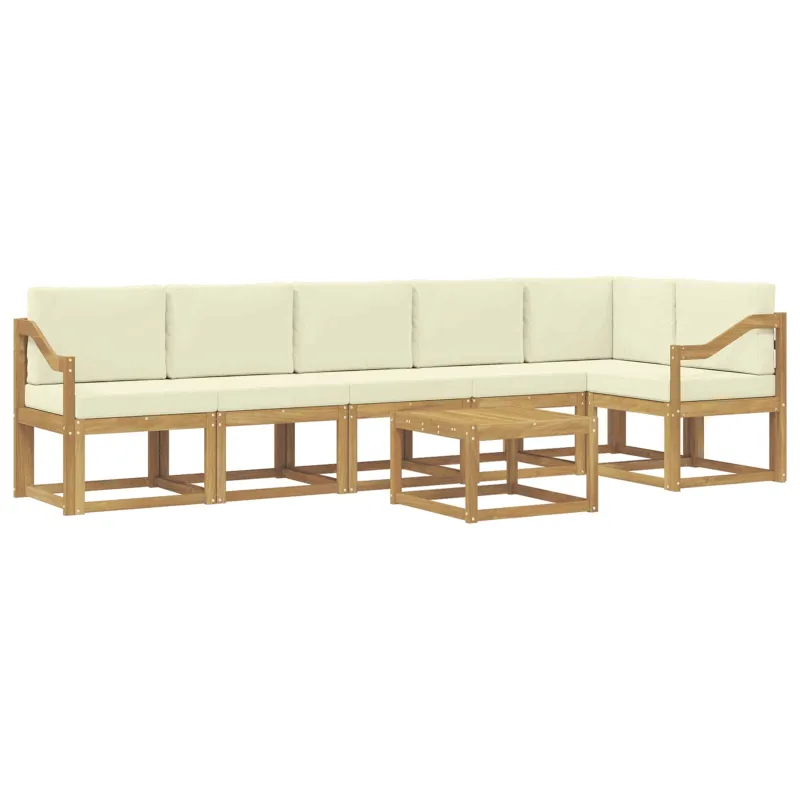 Lauko sofos komplektas 7 pcs Balta ir kreminė Poliesteris