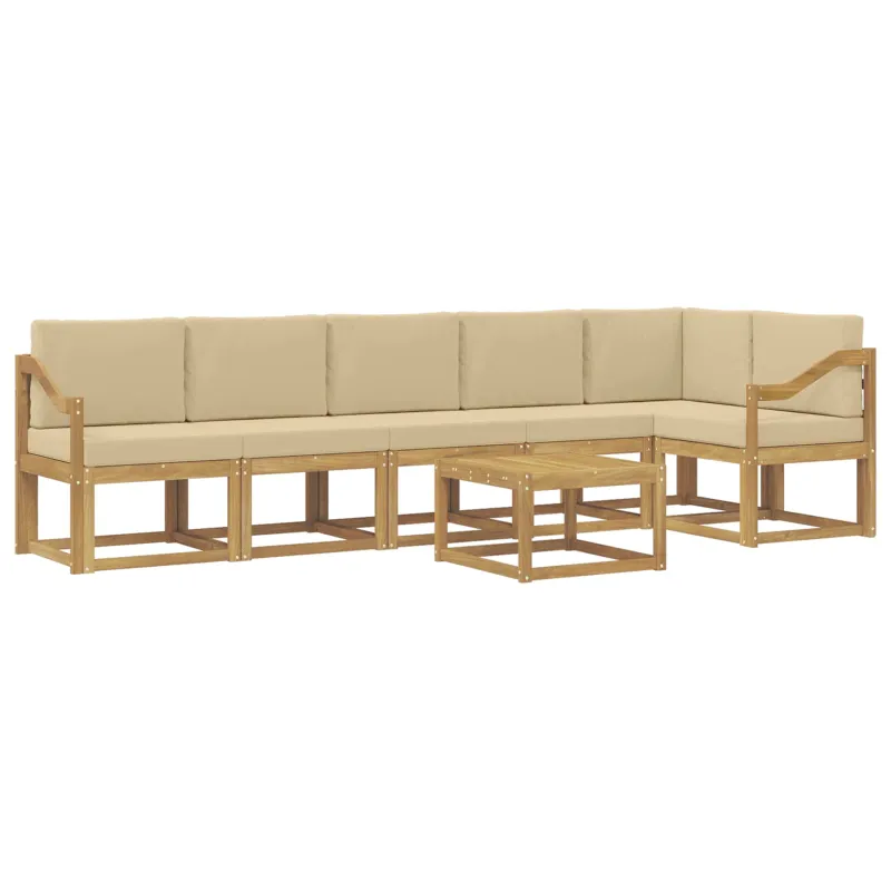 Lauko sofos komplektas 7 pcs Balta ir kreminė Poliesteris