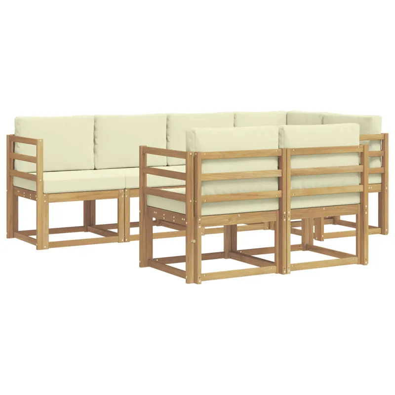 Lauko sofos komplektas 7 pcs Balta ir kreminė Poliesteris
