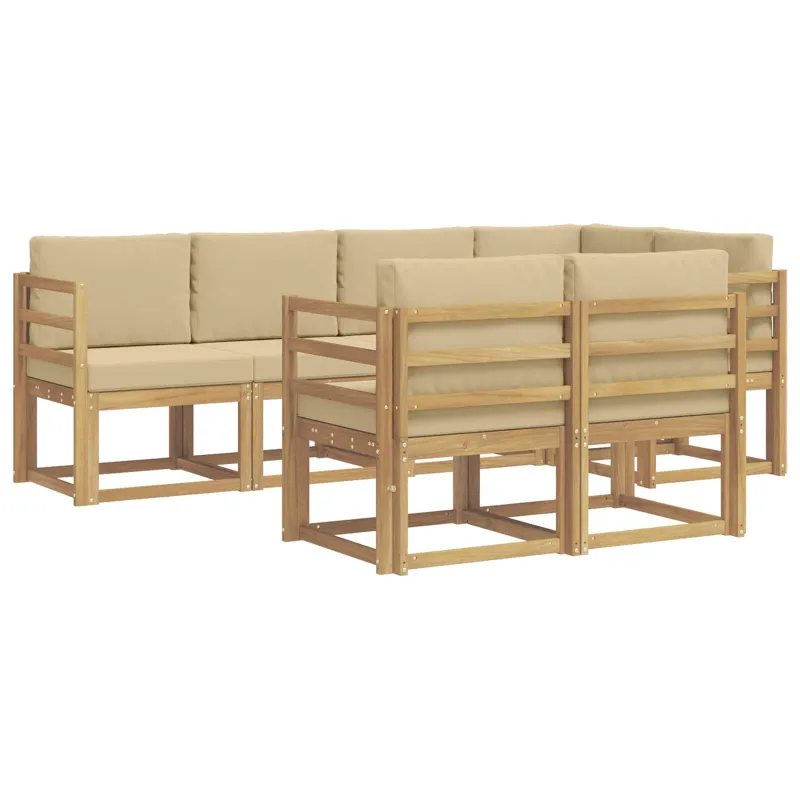Lauko sofos komplektas 7 pcs Balta ir kreminė Poliesteris
