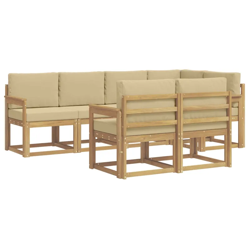 Lauko sofos komplektas 7 pcs Balta ir kreminė Poliesteris