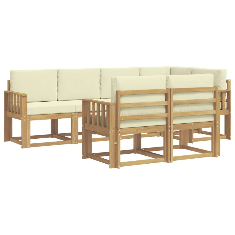 Lauko sofos komplektas 7 pcs Balta ir kreminė Poliesteris